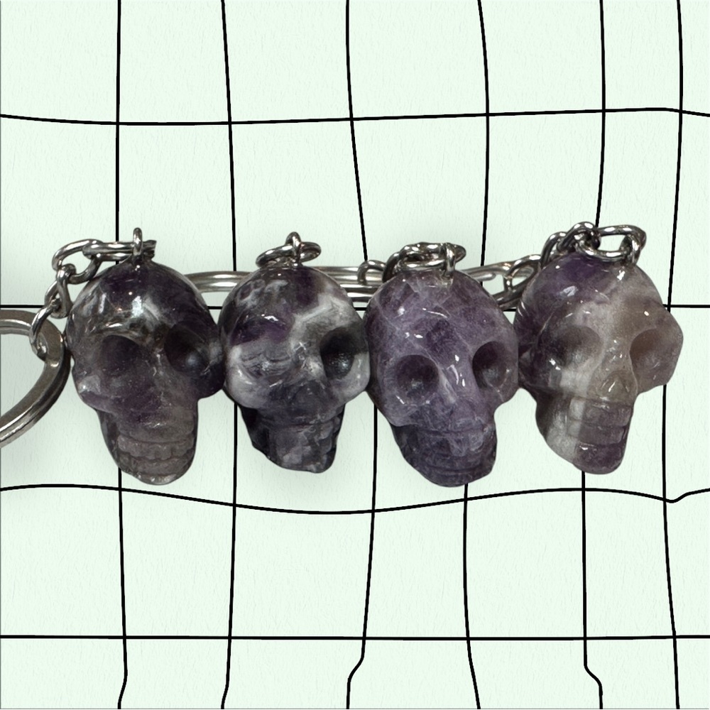 Amethyst Mini Skull Keychain